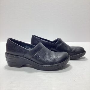 Born Leather Black Clogs Size 9.5